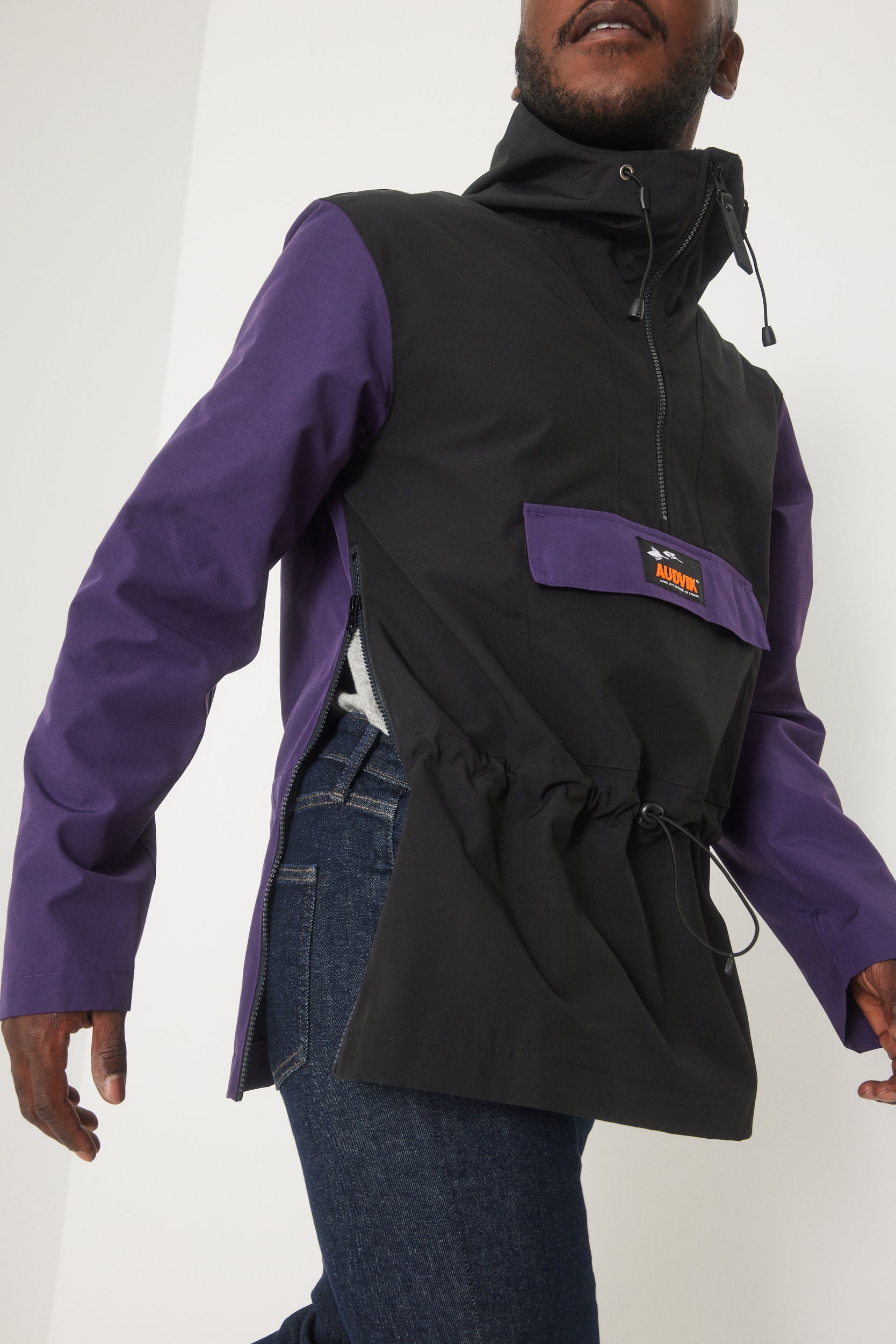 Anorak rétro raisin-noir homme