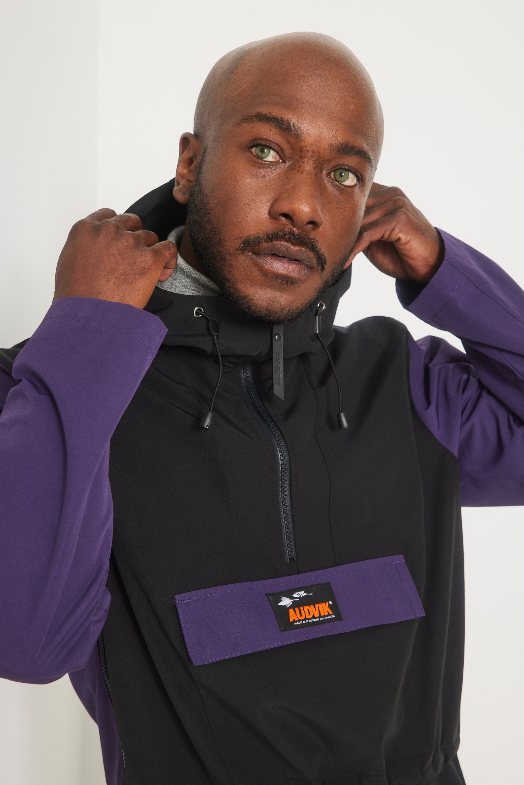 Anorak rétro raisin-noir homme
