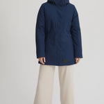 Manteau pour femme bleu marine. Manteau court isolé synthétiquement