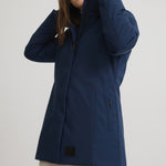 Manteau marine pour femme. Fabriqué au Canada. Court et chaud