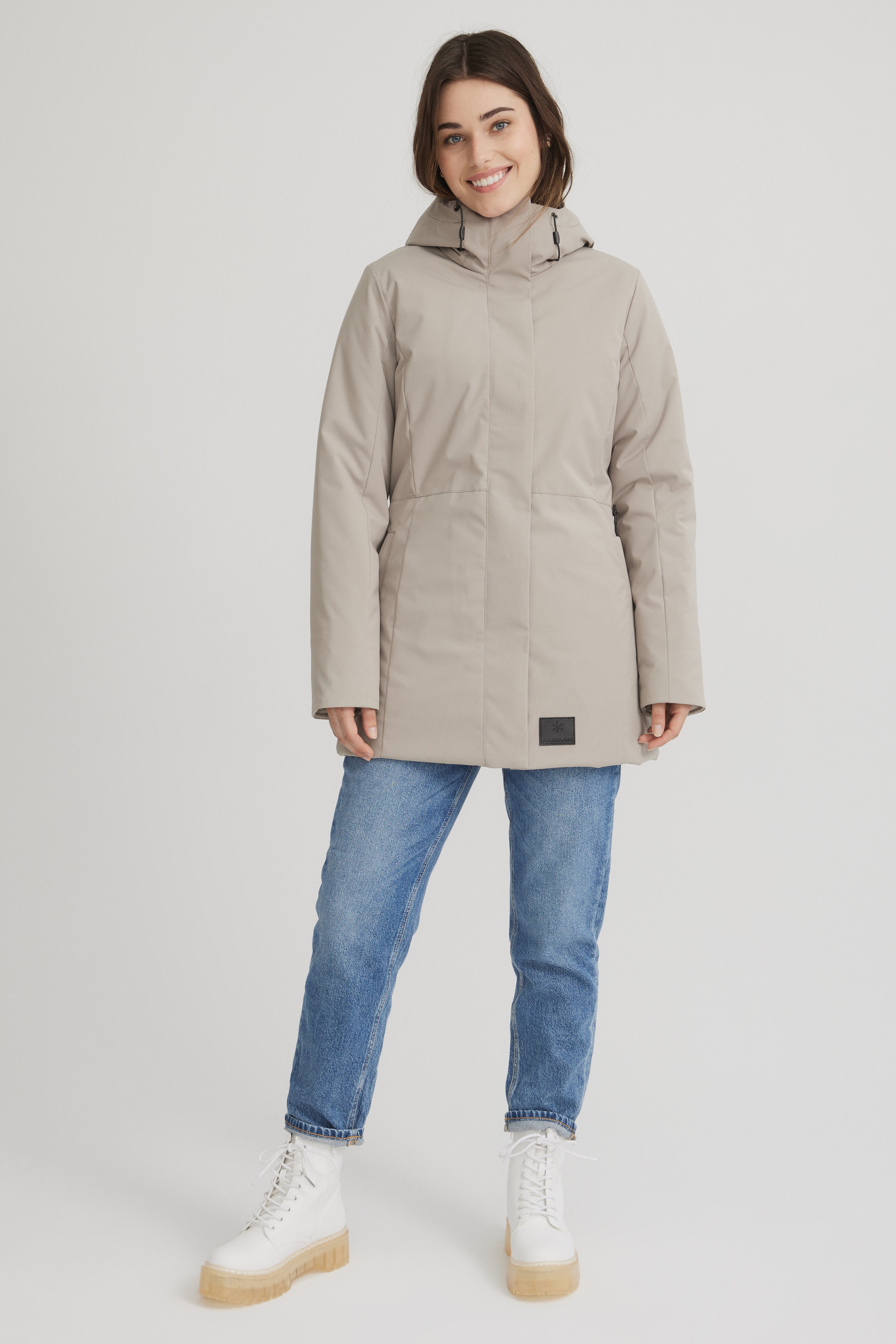 Manteau d'hiver beige court pour femme, livraison gratuite au canada