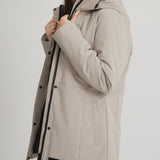 Manteau d'hiver court pour femme couleur sable. Protège jusqu'à -30degrés.