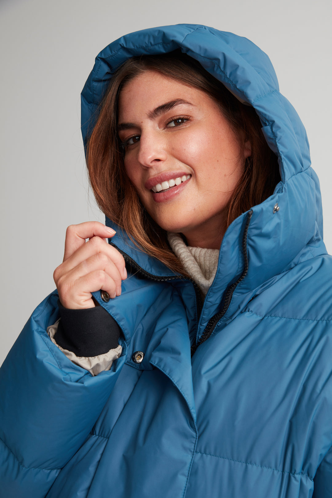 Blue puffer coat womens deals