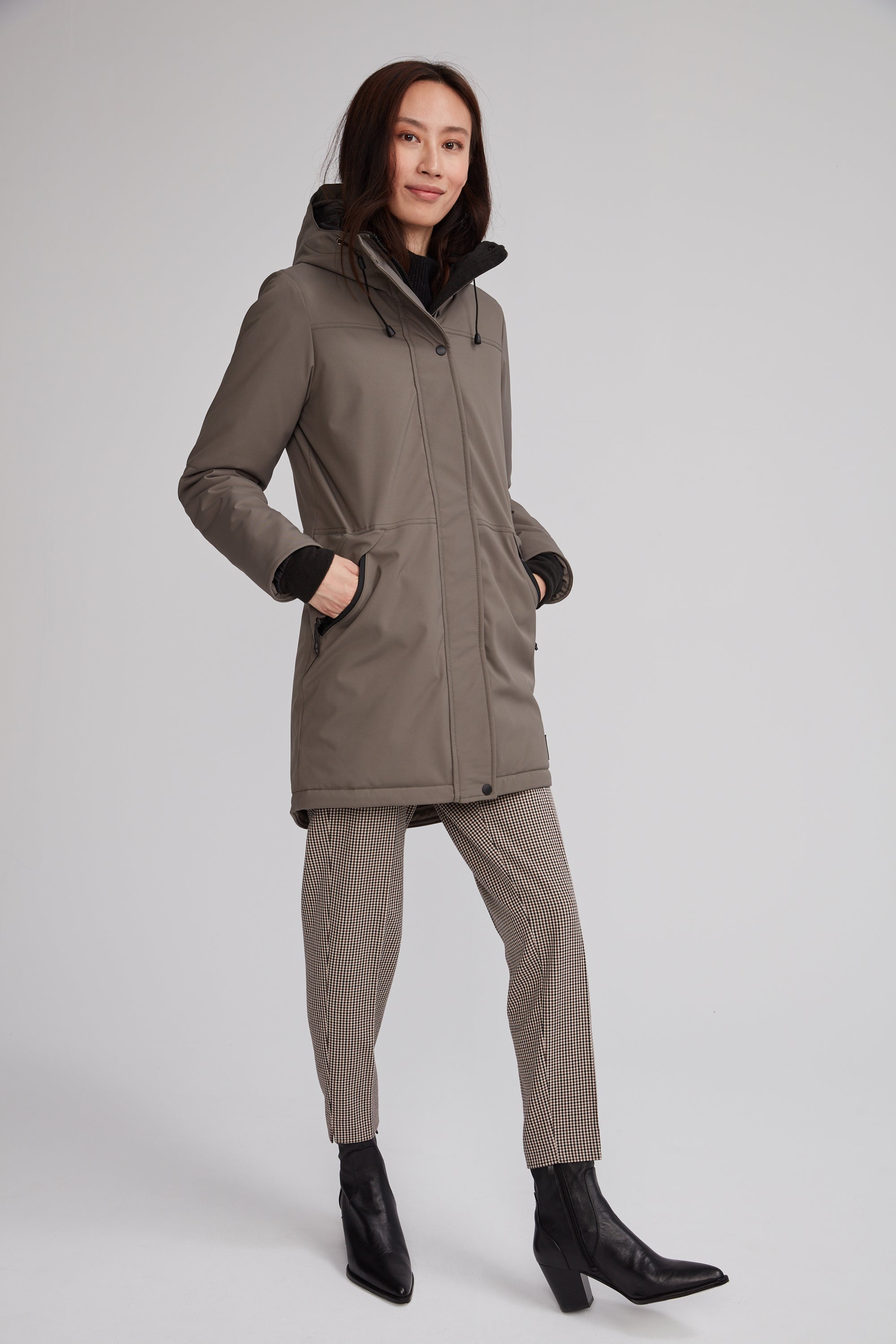 Parka d'hiver chaud et long pour femme couleur kaki