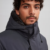 Isolant synthétique et vegan. Manteau chaud gris pour homme