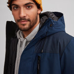 Manteau d'hiver marine mi-long pour homme